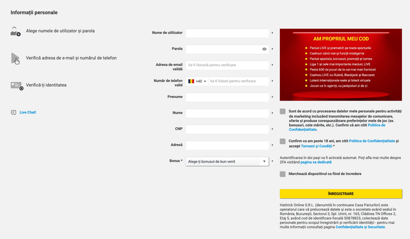 Cum să vă înregistrați într-un cazinou online din România